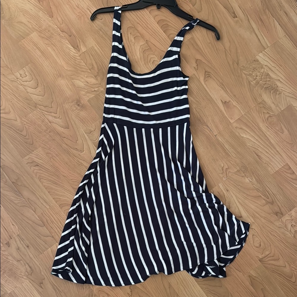 Striped navy and White Sleeveless Dress